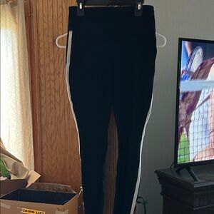 Wild Fable Black Leggings with White Side Stripes